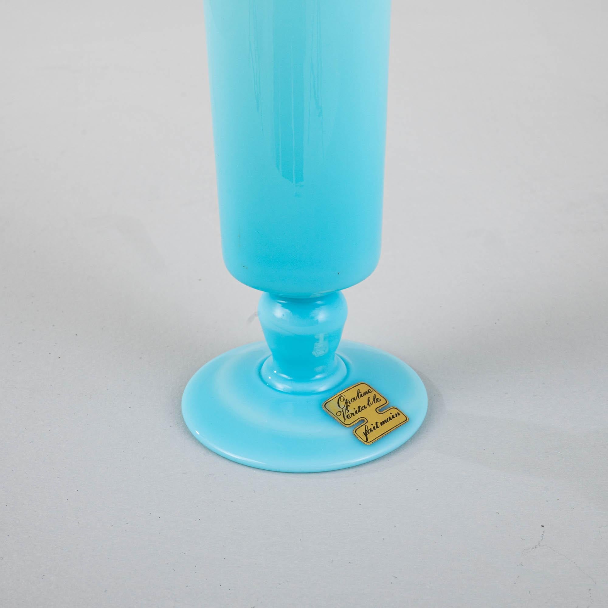 20th Century Belgian Blue Glass Vase For Sale 5
