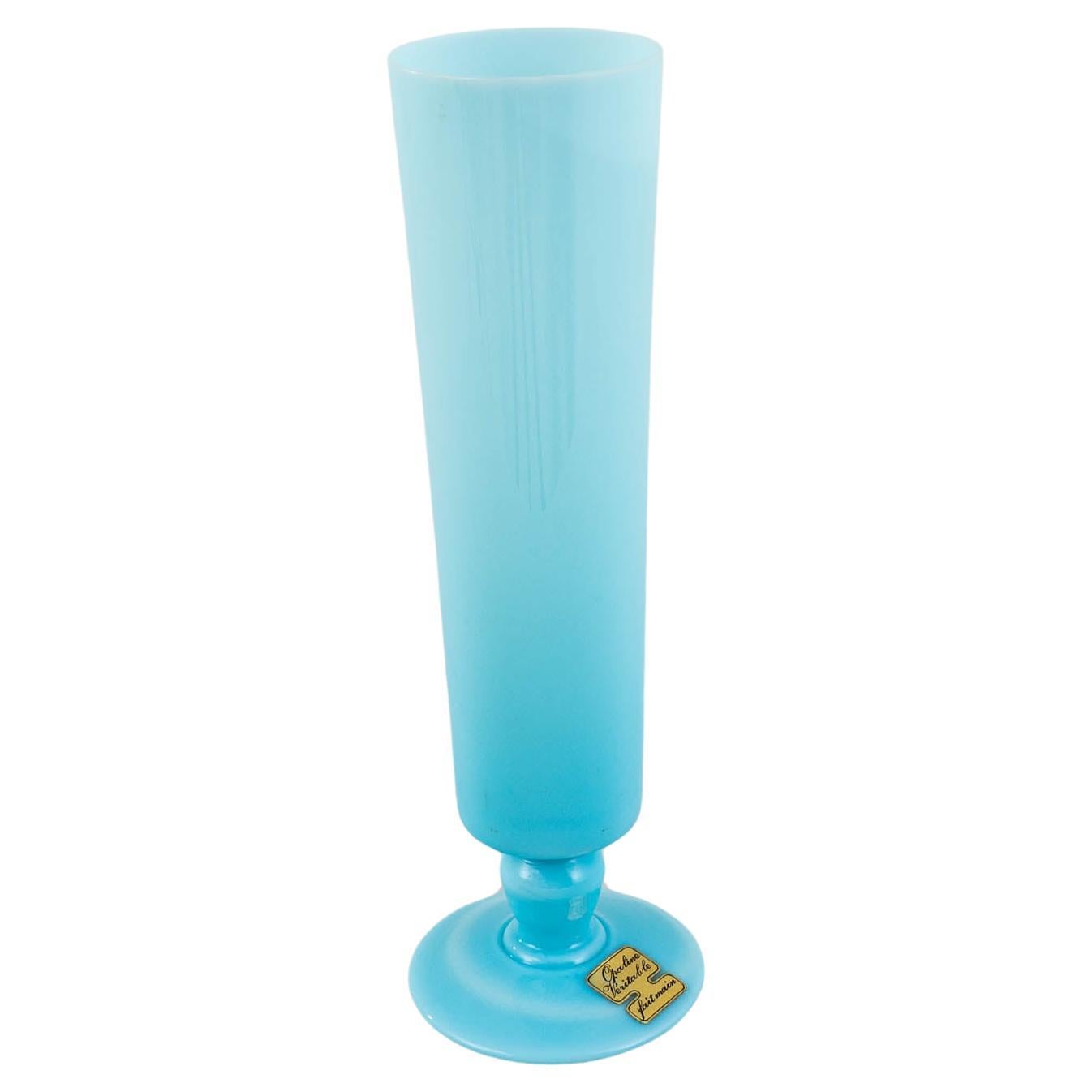 20th Century Belgian Blue Glass Vase For Sale