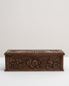 20th Century Belgian Carved Box With Floral Details