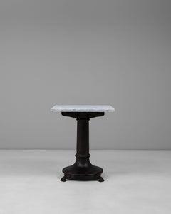 20th Century Belgian Cast Iron Bistro Table With White Marble Top