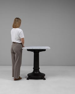 20th Century Belgian Cast Iron Bistro Table With White Marble Top