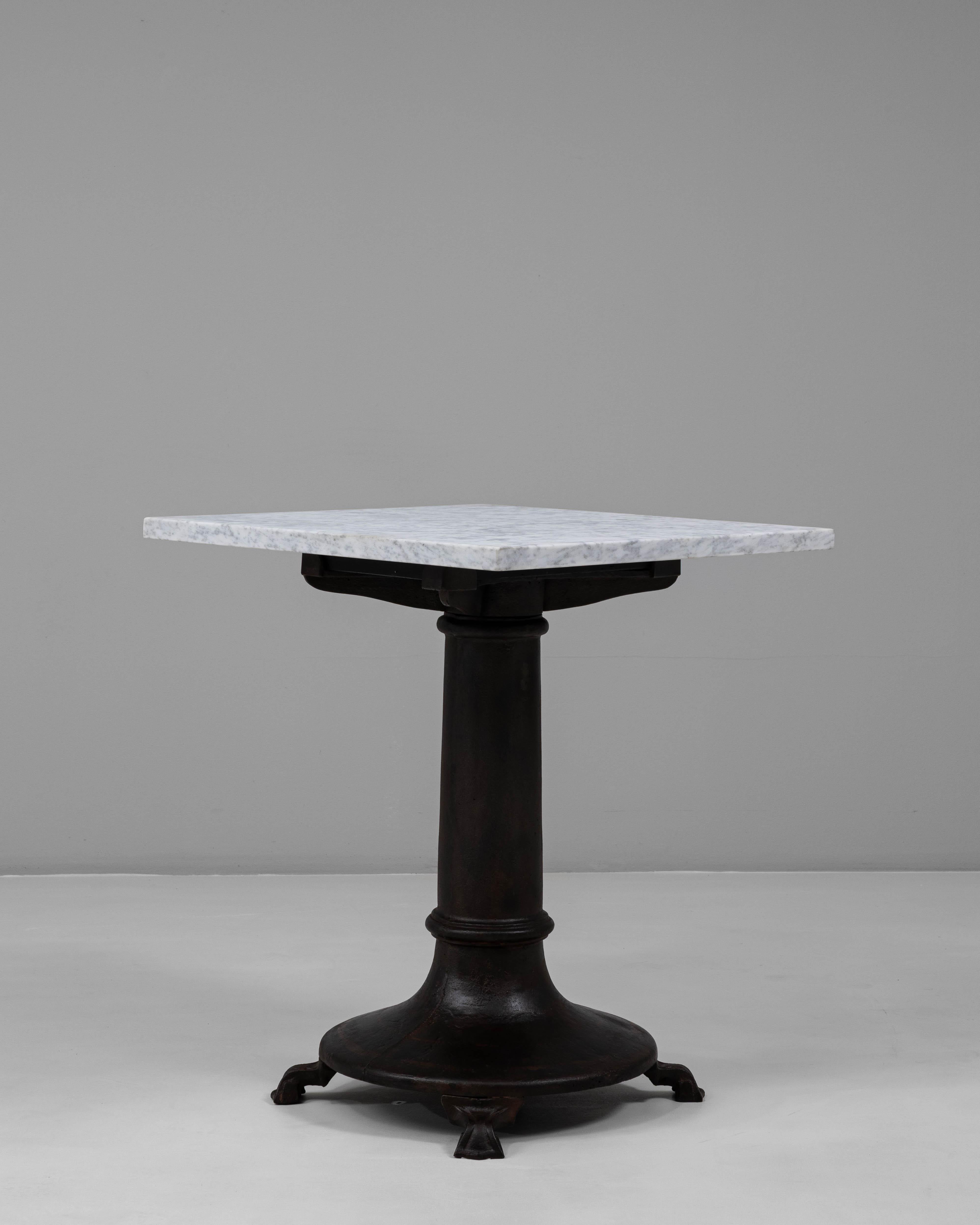 20th Century Belgian Cast Iron Bistro Table With White Marble Top For Sale 3