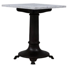 20th Century Belgian Cast Iron Bistro Table With White Marble Top
