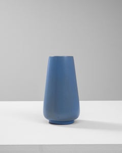 Belgische Keramikvase des 20. Jahrhunderts, mattblau, minimalistisches Design
