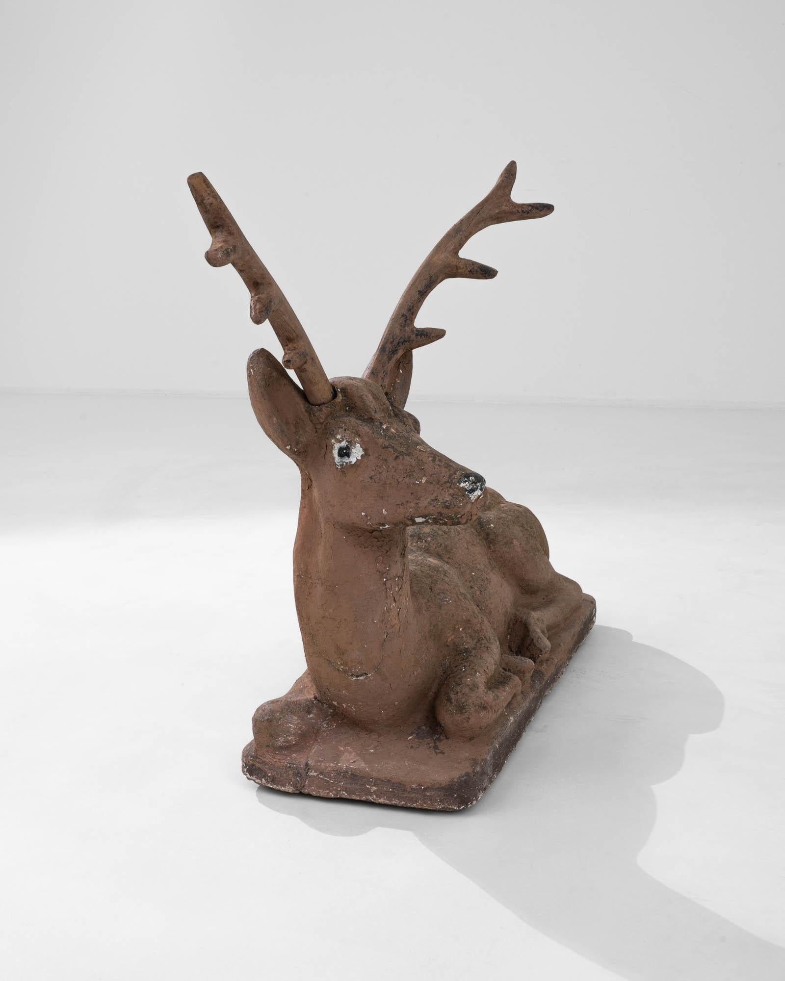 20th Century Belgian Concrete Deer Sculpture In Good Condition For Sale In High Point, NC
