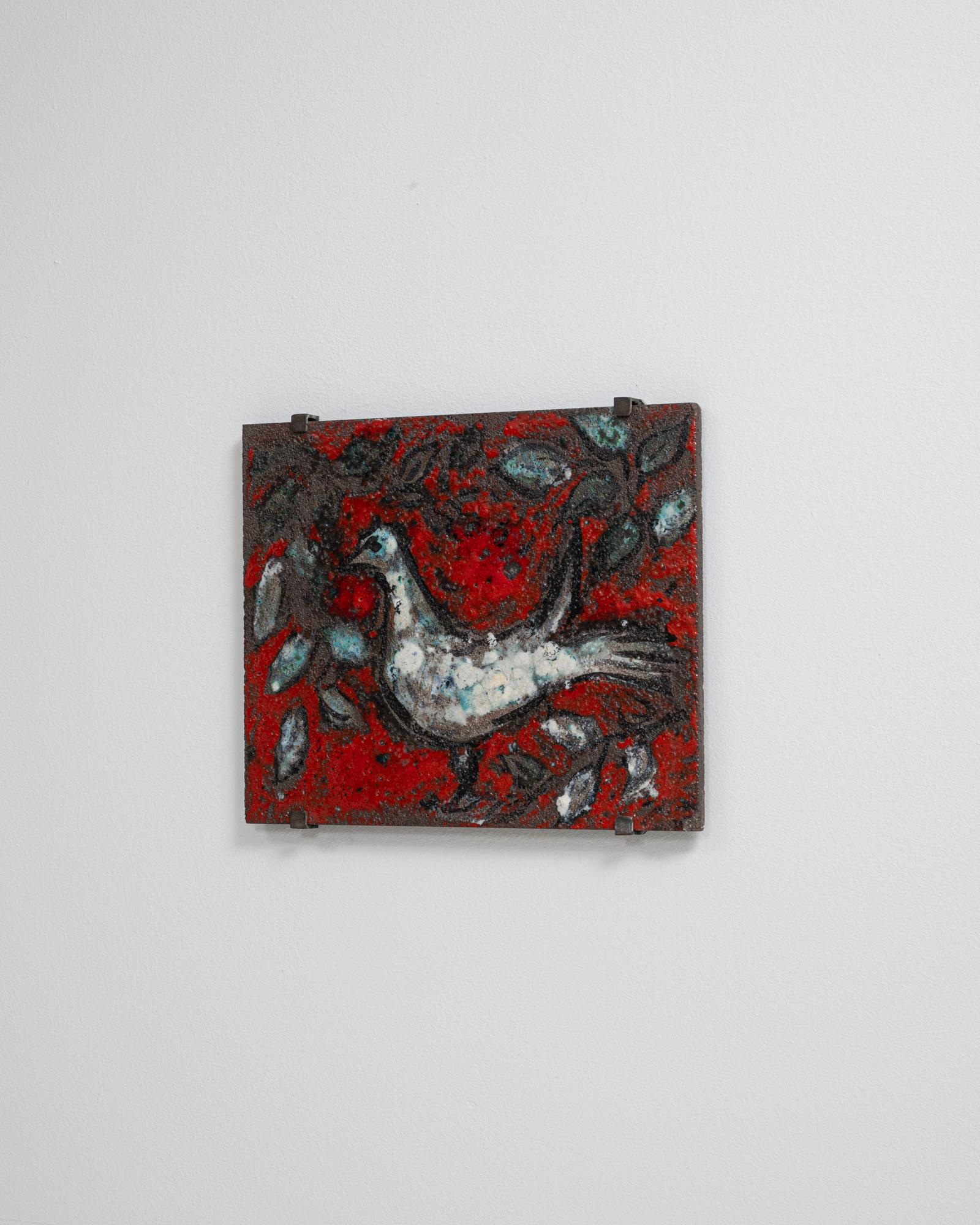 Art mural belge du 20e siècle en béton avec oiseau Bon état - En vente à High Point, NC