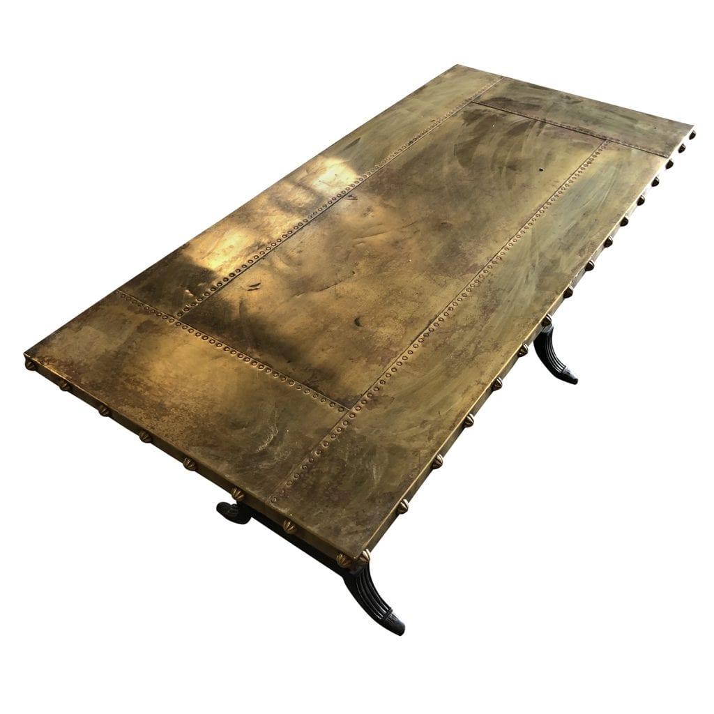 20th Century Belgian Art Deco Copper Eugenie Table, Industrial Metal Work Table In Good Condition In West Palm Beach, FL