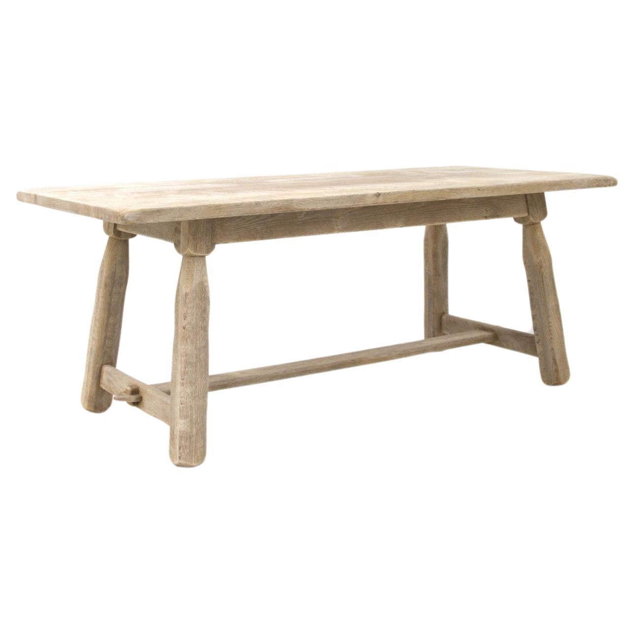 20th Century Belgian Country Oak Dining Table For Sale