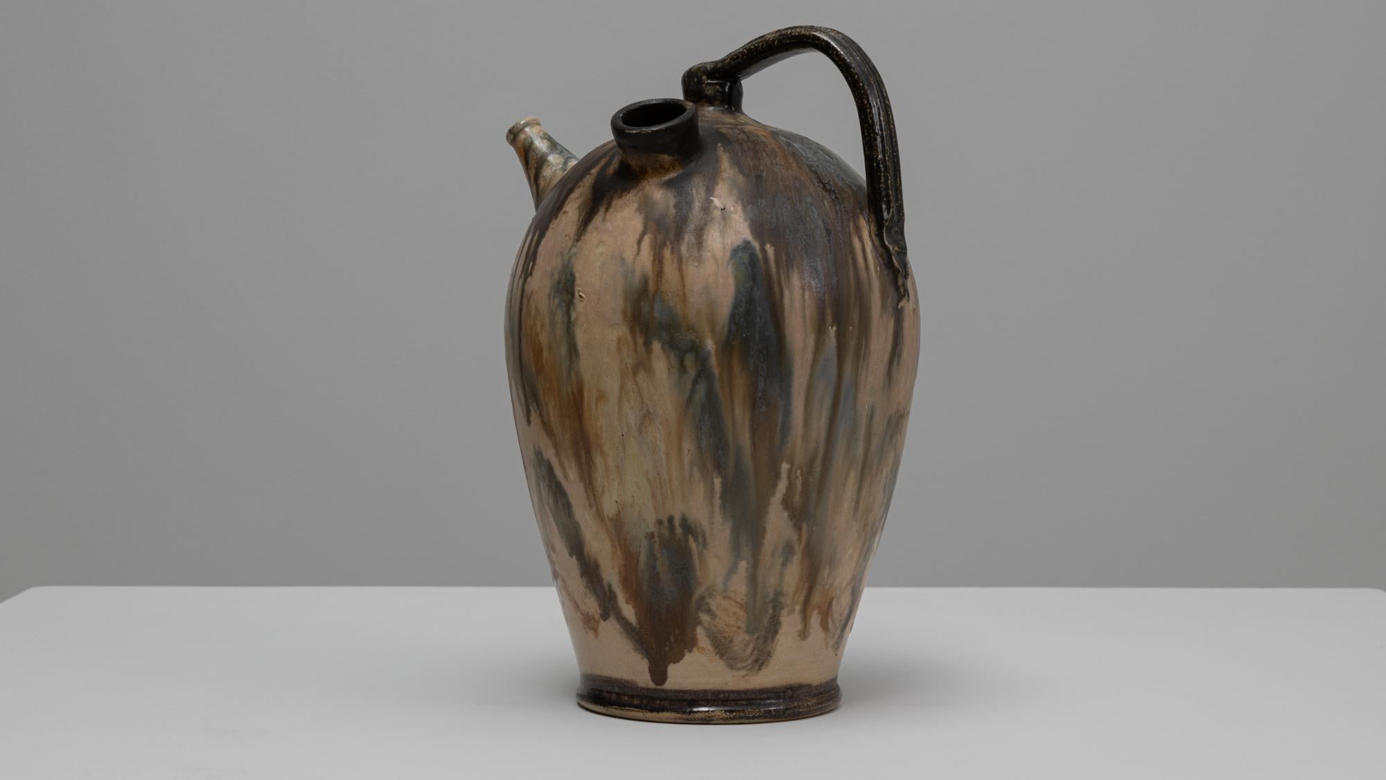 Pichet en céramique à glaçure goutte à goutte belge du 20e siècle en vente 1