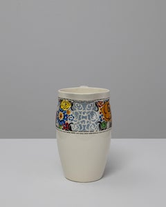 20th Century Belgian Floral Design Ceramic Pitcher