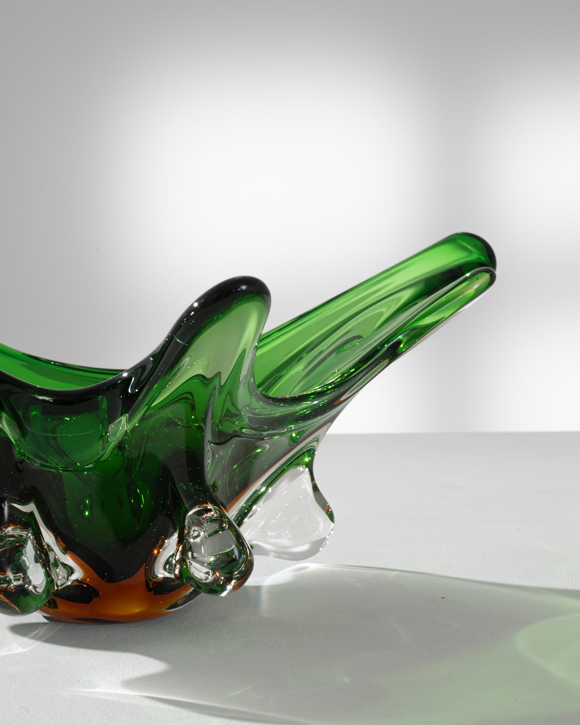 Blown Glass 20th Century Belgian Glass Plateau For Sale