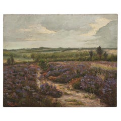 Vintage 20th Century Belgian Heather Landscape Painting