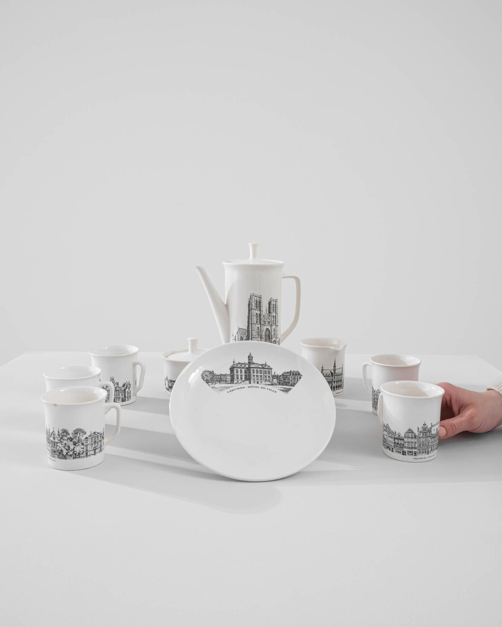 Belgische Wahrzeichen des 20. Jahrhunderts Keramik-Kaffee-Set  (Land) im Angebot