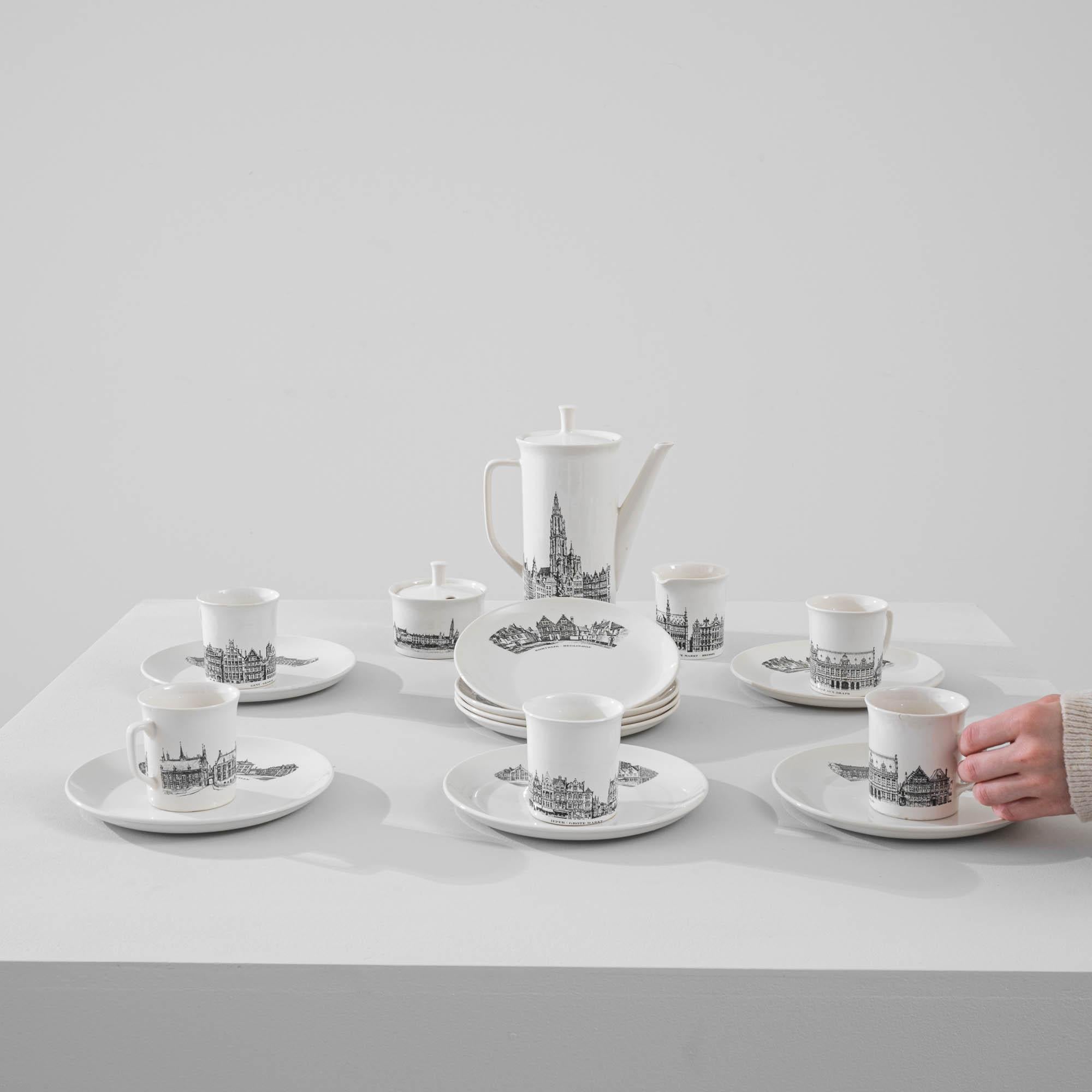 Belgische Wahrzeichen des 20. Jahrhunderts Keramik-Kaffee-Set  im Angebot 1