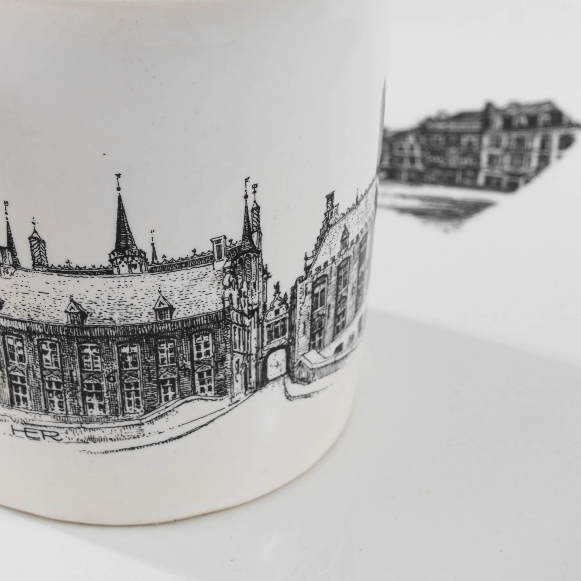 20th Century Belgian Landmarks Ceramic Coffee Set  For Sale 4