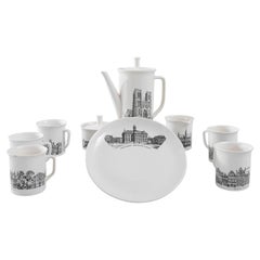 Set da caffè in ceramica con punti di riferimento belgi del XX secolo