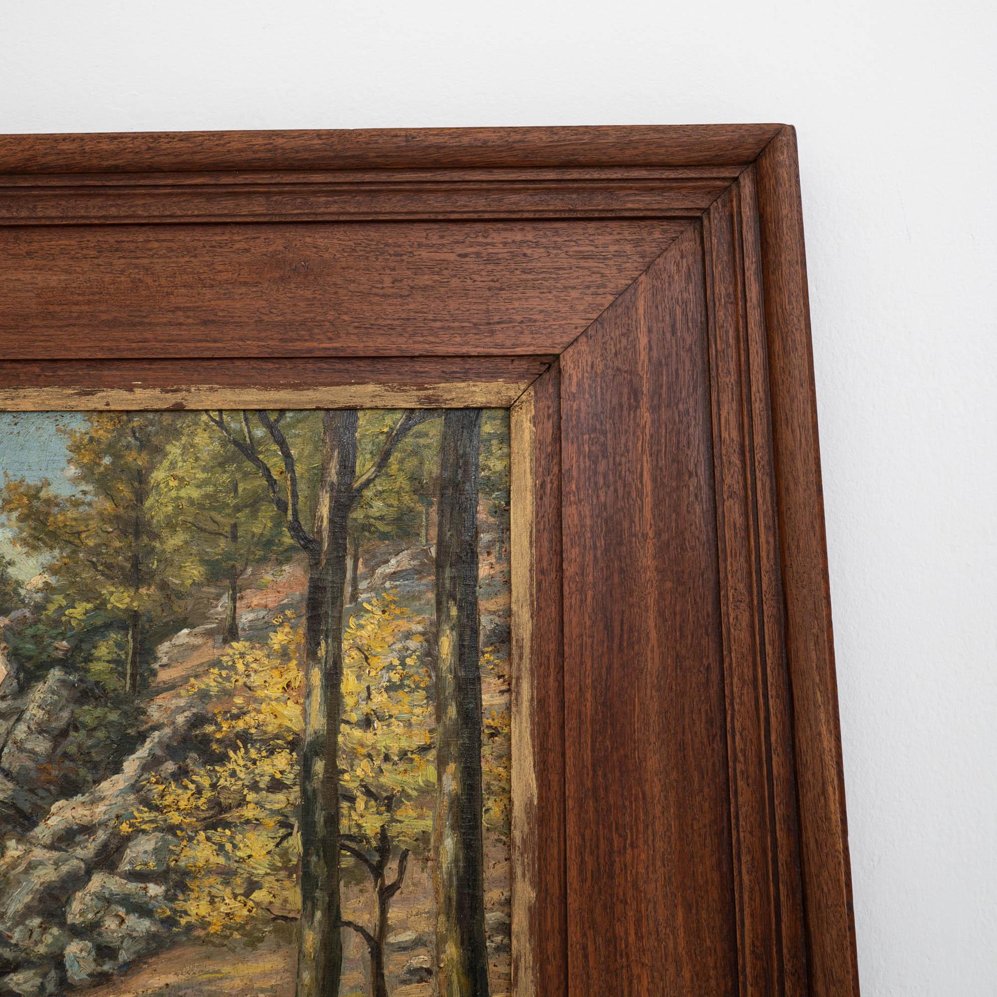 20th Century Belgian Landscape Painting in Wooden Frame For Sale 3
