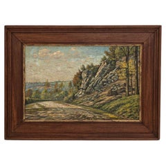 Used 20th Century Belgian Landscape Painting in Wooden Frame