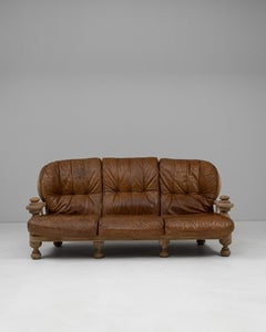 Sofá de cuero belga del siglo XX