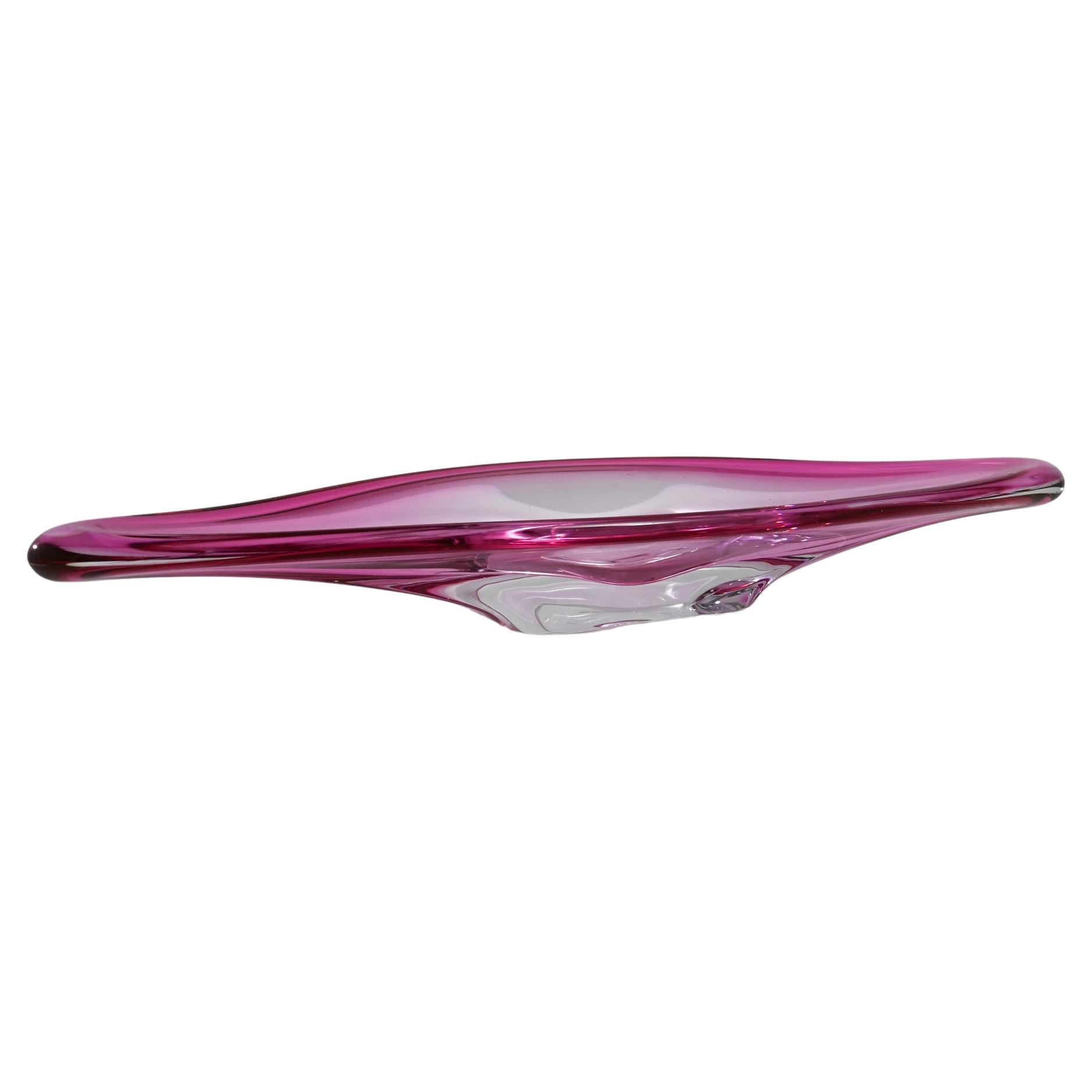 20th Century Belgian Magenta Glass Bowl For Sale