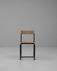 20th Century Belgian Metal Chair With Wooden Seat & Back