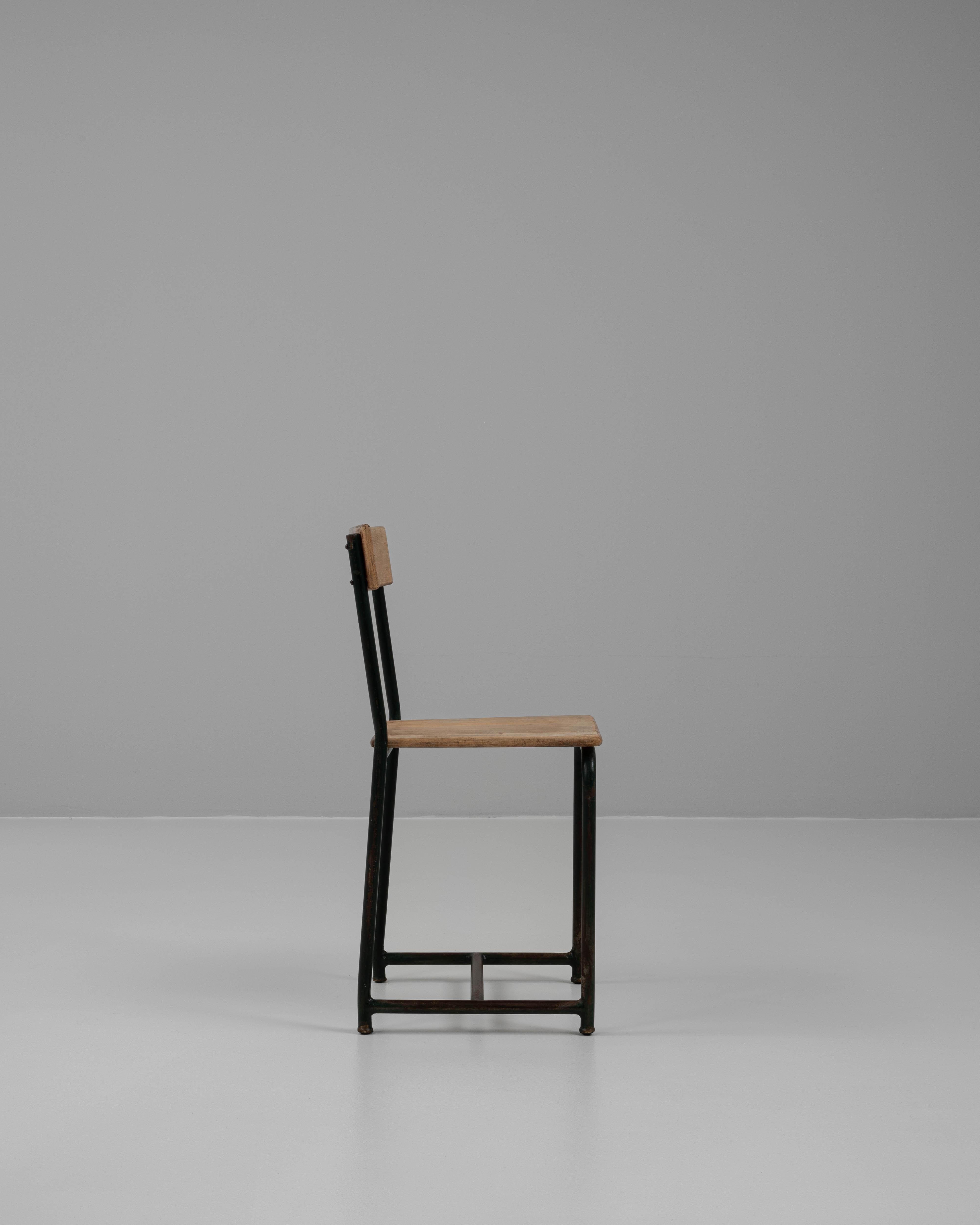 20th Century Belgian Metal Chair With Wooden Seat & Back For Sale 3