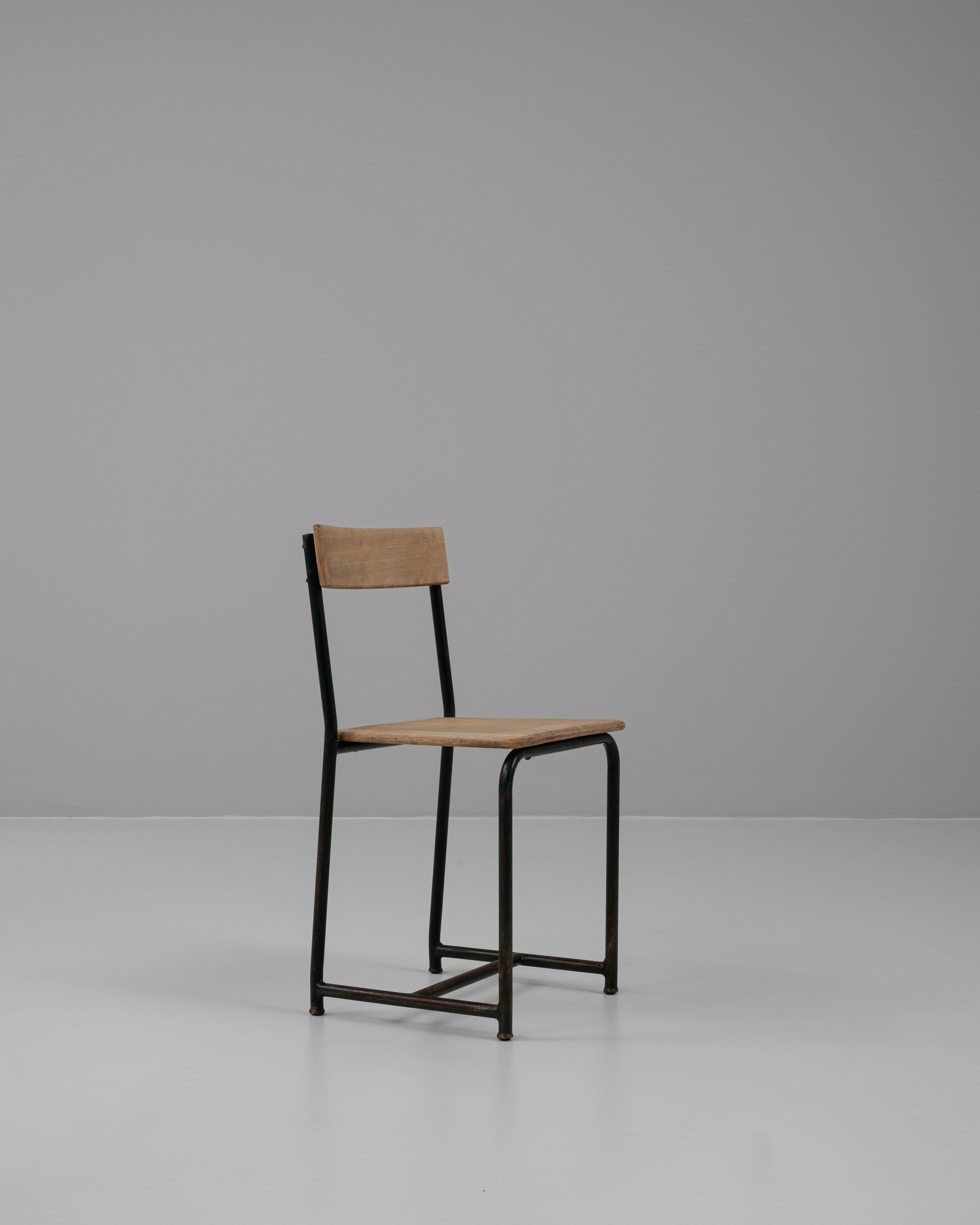 20th Century Belgian Metal Chair With Wooden Seat & Back For Sale 5