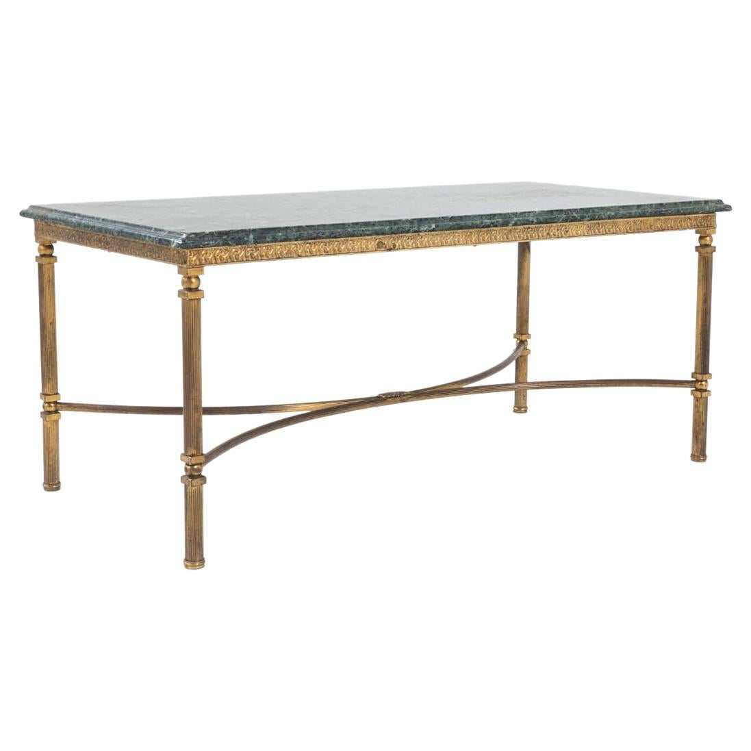 20th Century Belgian Metal Coffee Table with Marble Top