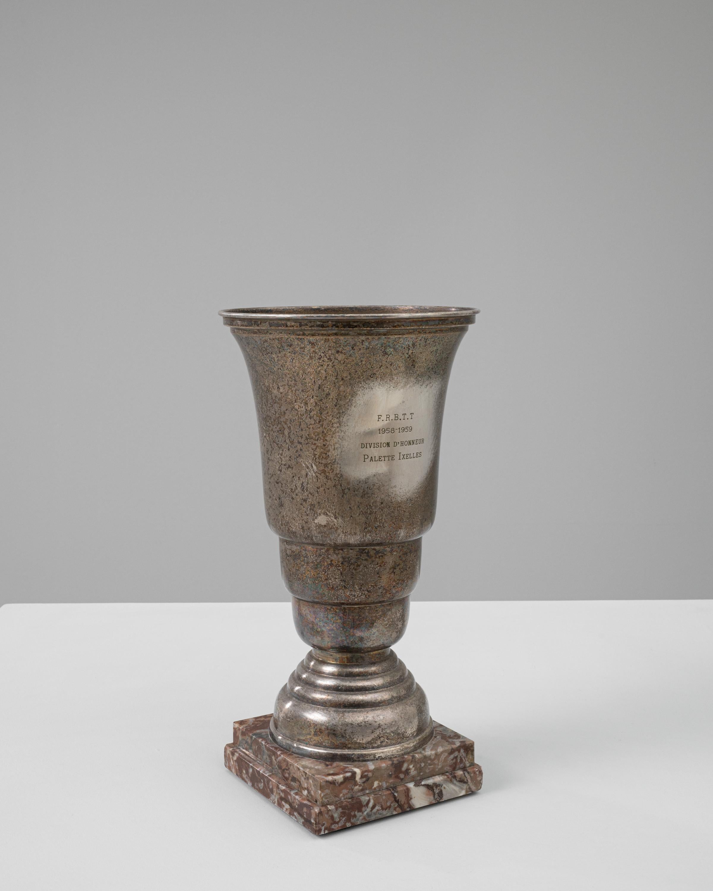 20th Century Belgian Metal & Marble Goblet In Good Condition For Sale In High Point, NC