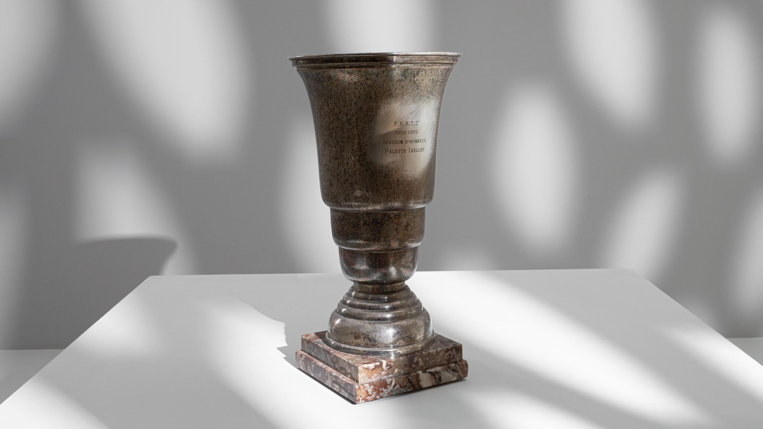20th Century Belgian Metal & Marble Goblet For Sale 3