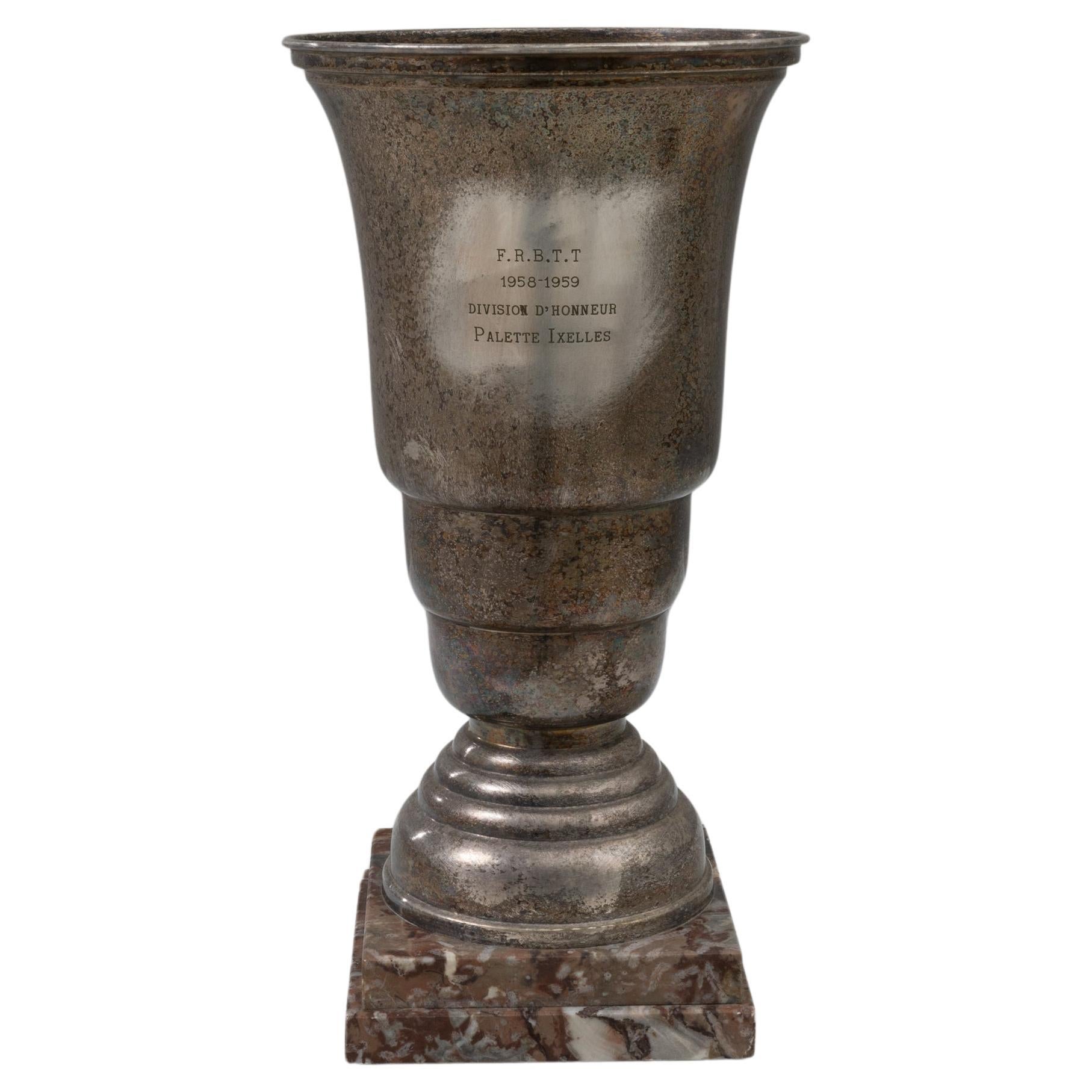 20th Century Belgian Metal & Marble Goblet For Sale