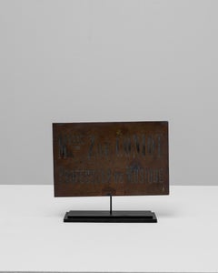 20th Century Belgian Music Professor Brass Sign on Stand