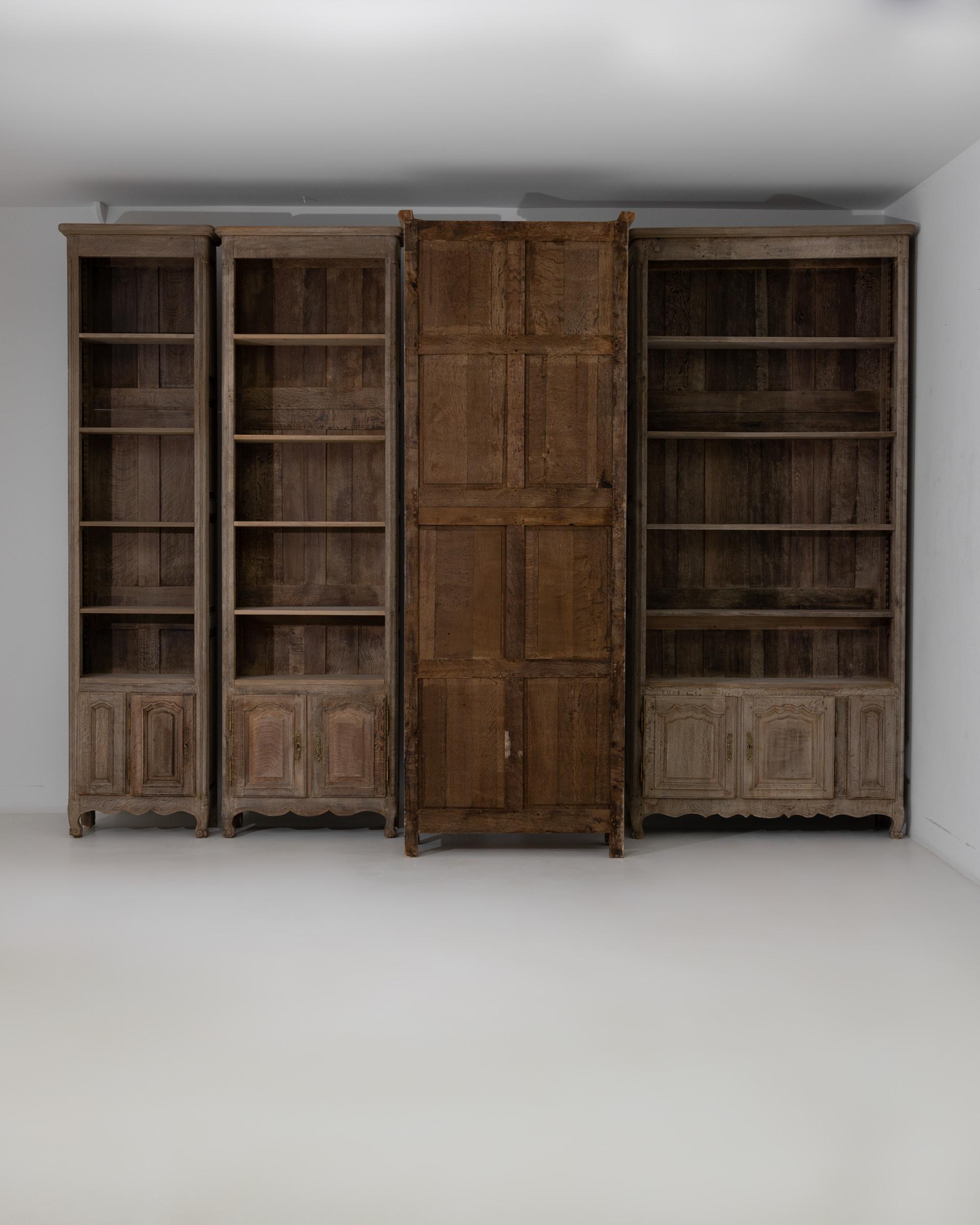 Mid-20th Century 20th Century Belgian Oak Bookcase, Set of Four For Sale