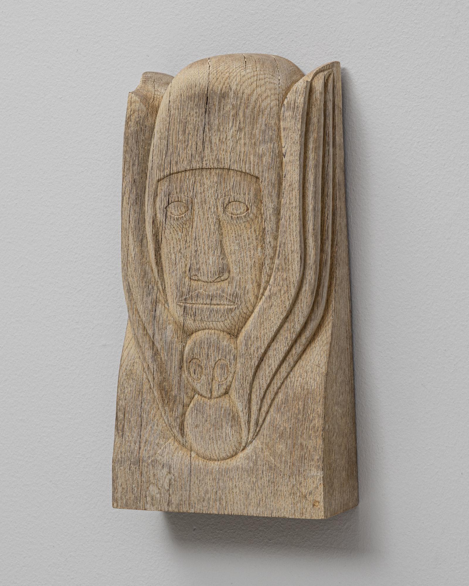 Chêne Art mural en chêne belge sculpté du 20e siècle en vente