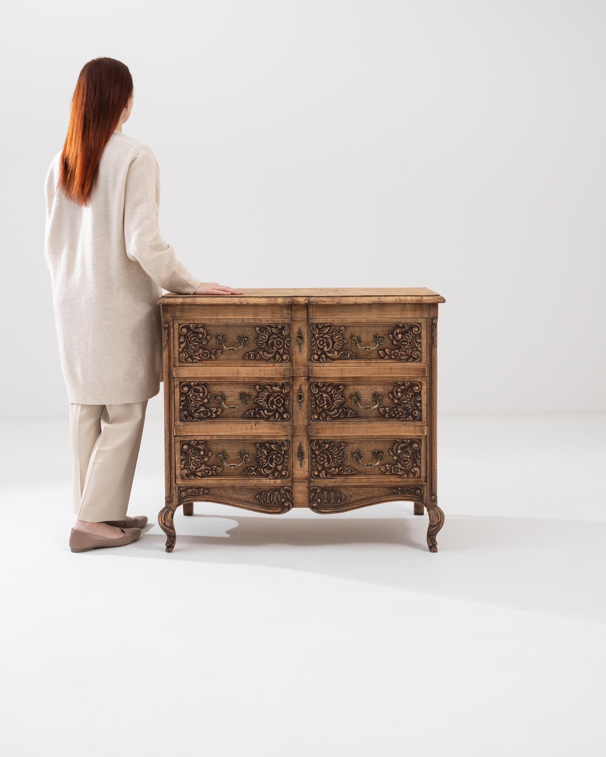 French Provincial 20th Century Belgian Oak Chest of Drawers