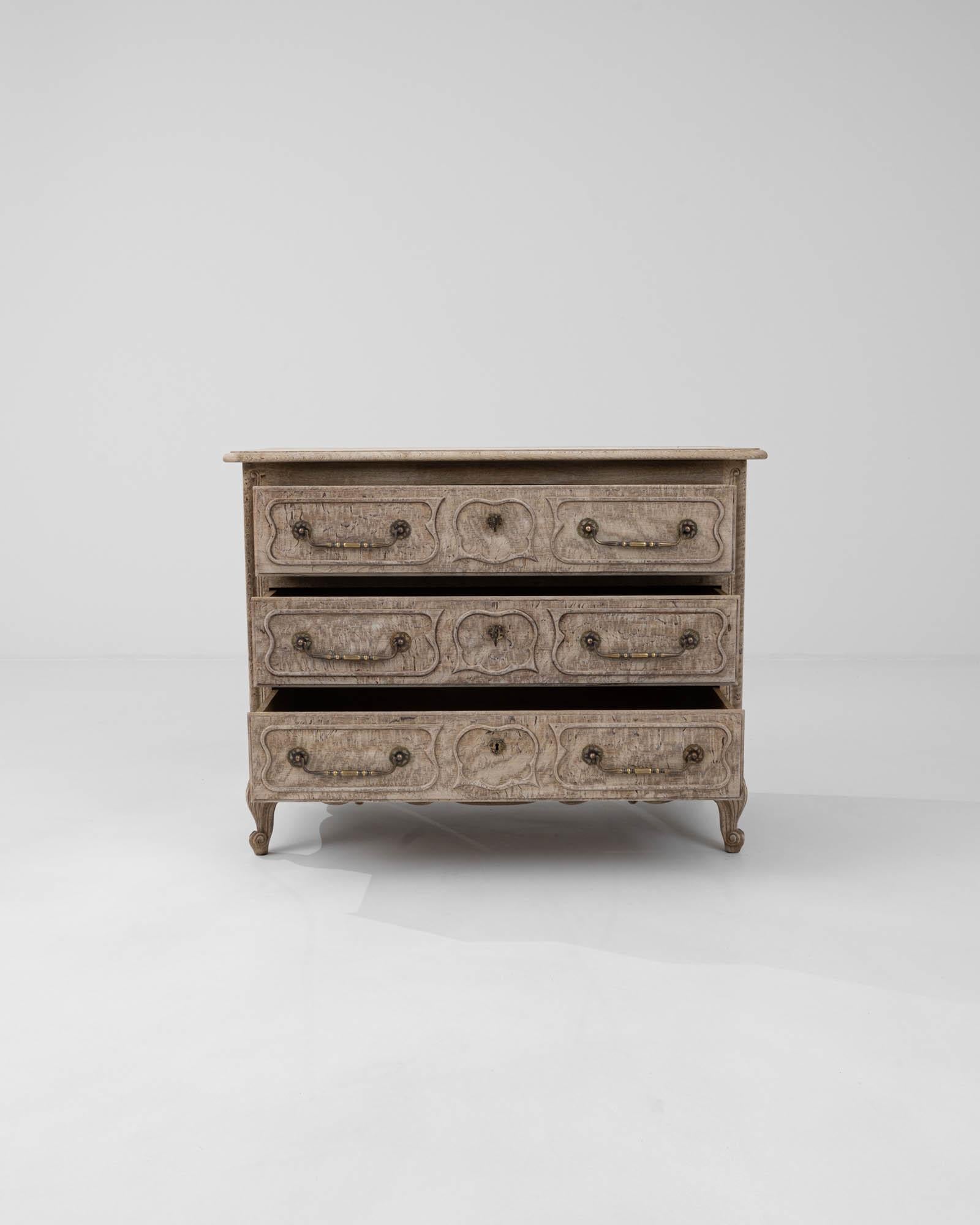 Bleached 20th Century Belgian Oak Chest of Drawers  For Sale
