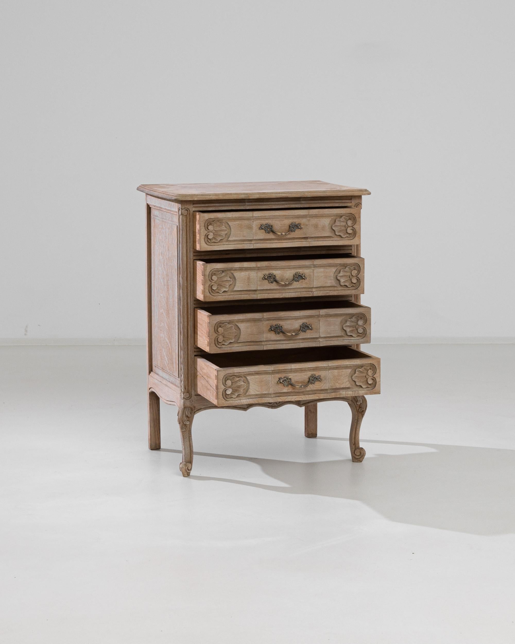 French Provincial 20th Century Belgian Oak Chest with Cabriole Legs