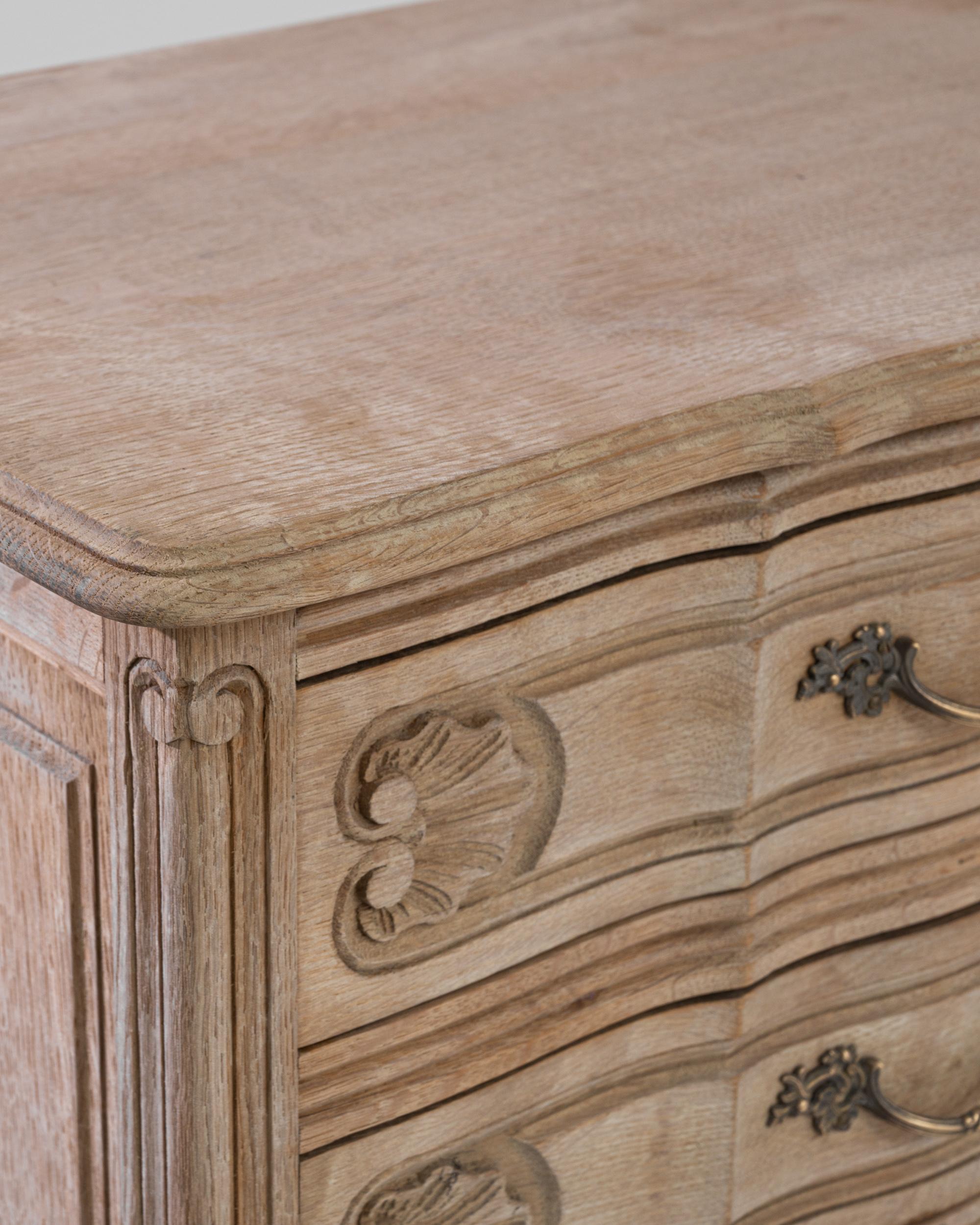 French 20th Century Belgian Oak Chest with Cabriole Legs