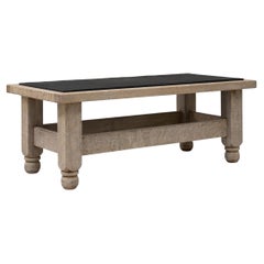 20th Century Belgian Oak Coffee Table With Slate Top