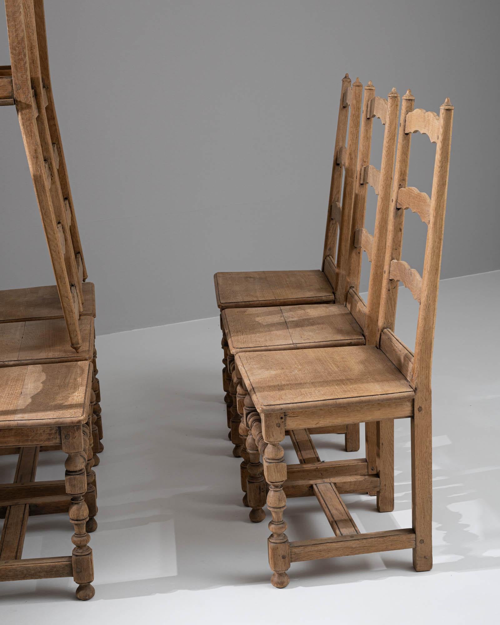 20th Century Belgian Oak Dining Chairs, Set of 8 For Sale 8