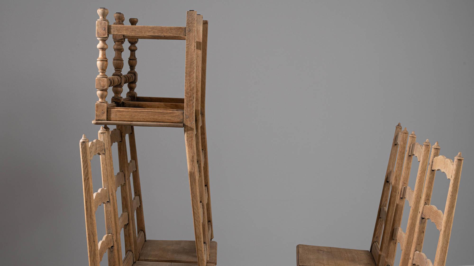 20th Century Belgian Oak Dining Chairs, Set of 8 For Sale 9