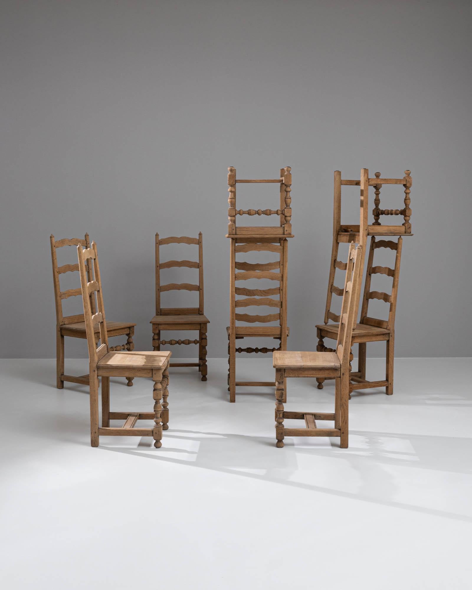 20th Century Belgian Oak Dining Chairs, Set of 8 For Sale 5