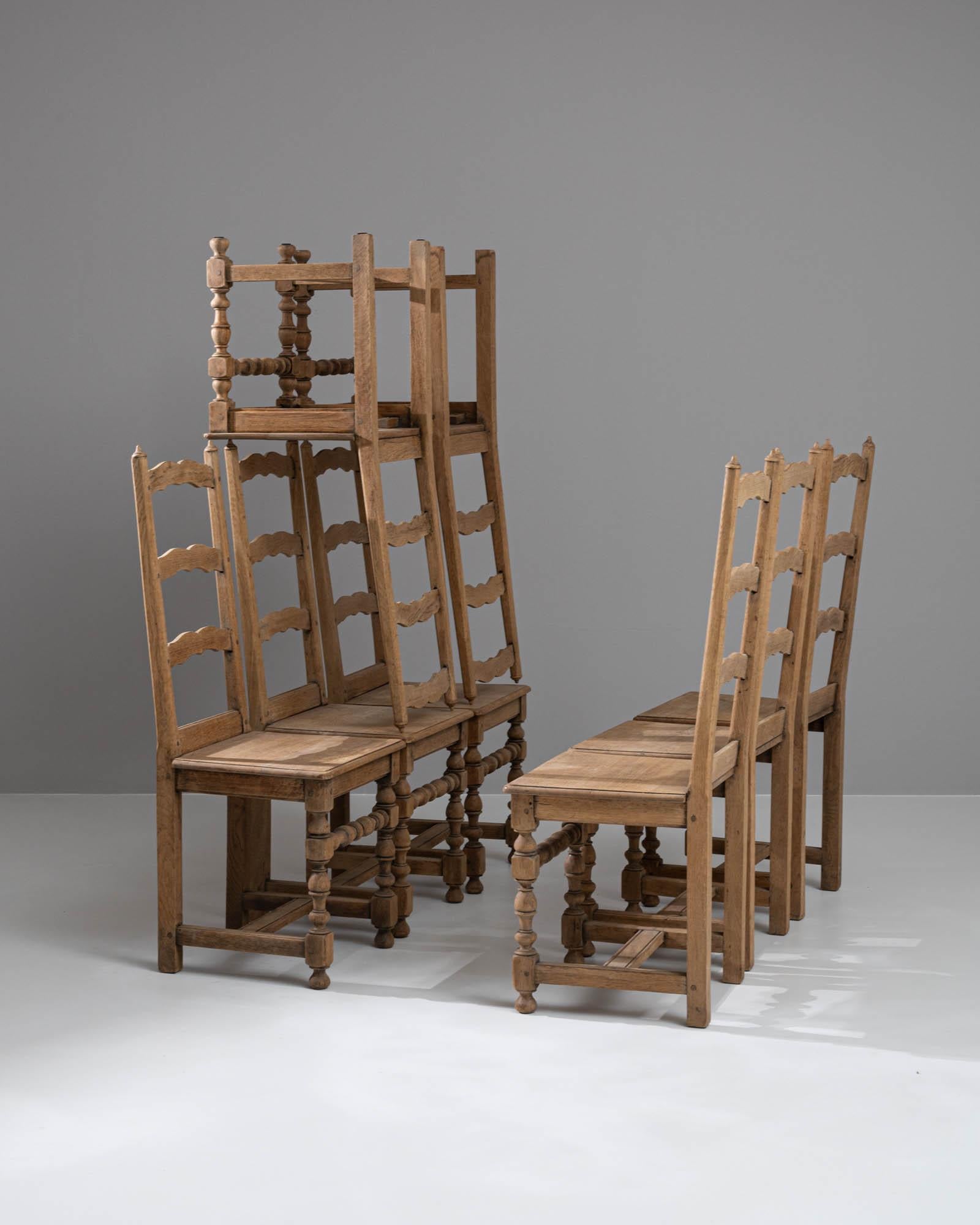 20th Century Belgian Oak Dining Chairs, Set of 8 For Sale 6