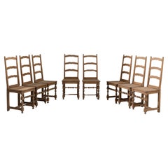 20th Century Belgian Oak Dining Chairs, Set of 8