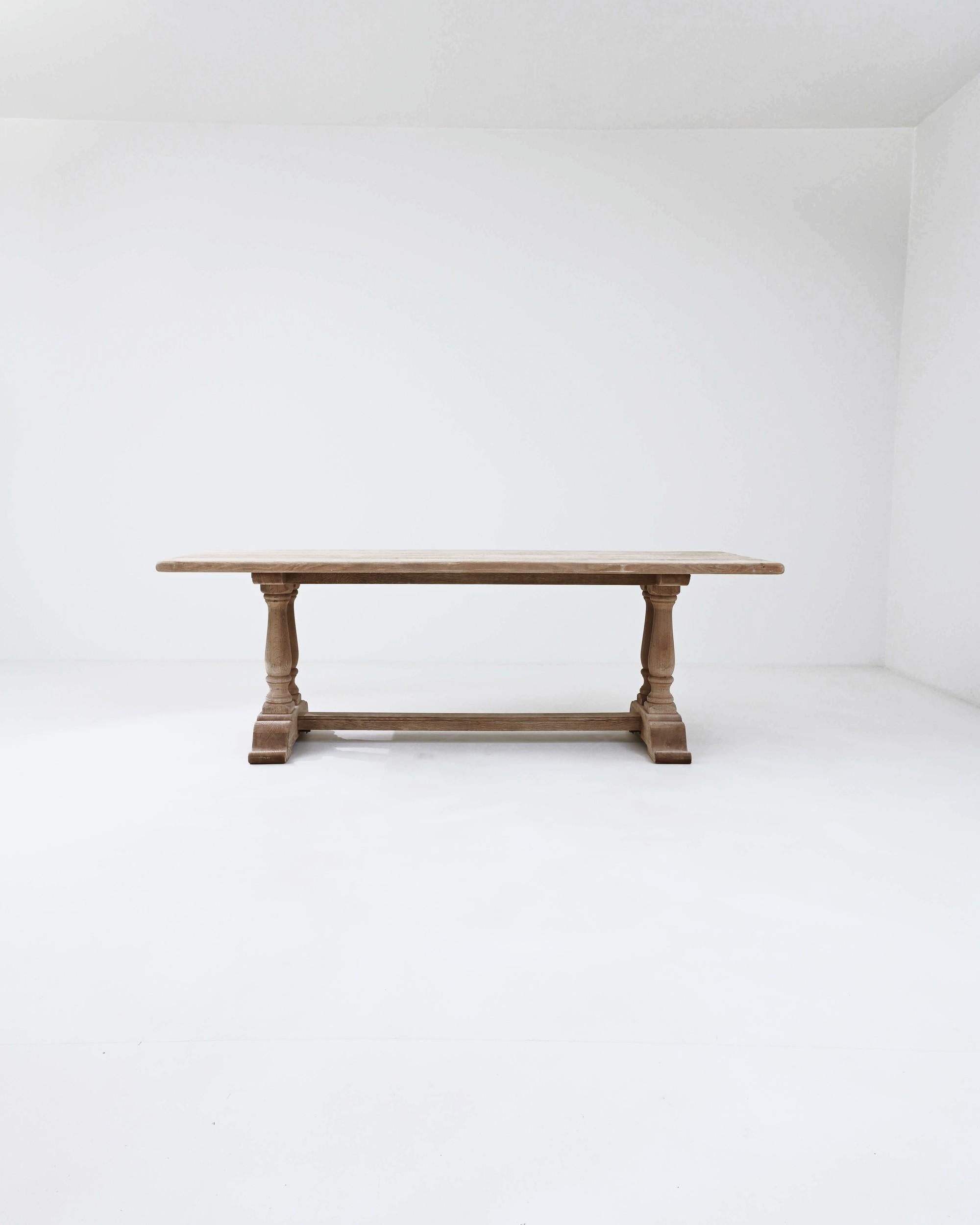 French Provincial 20th Century Belgian Oak Dining Table For Sale