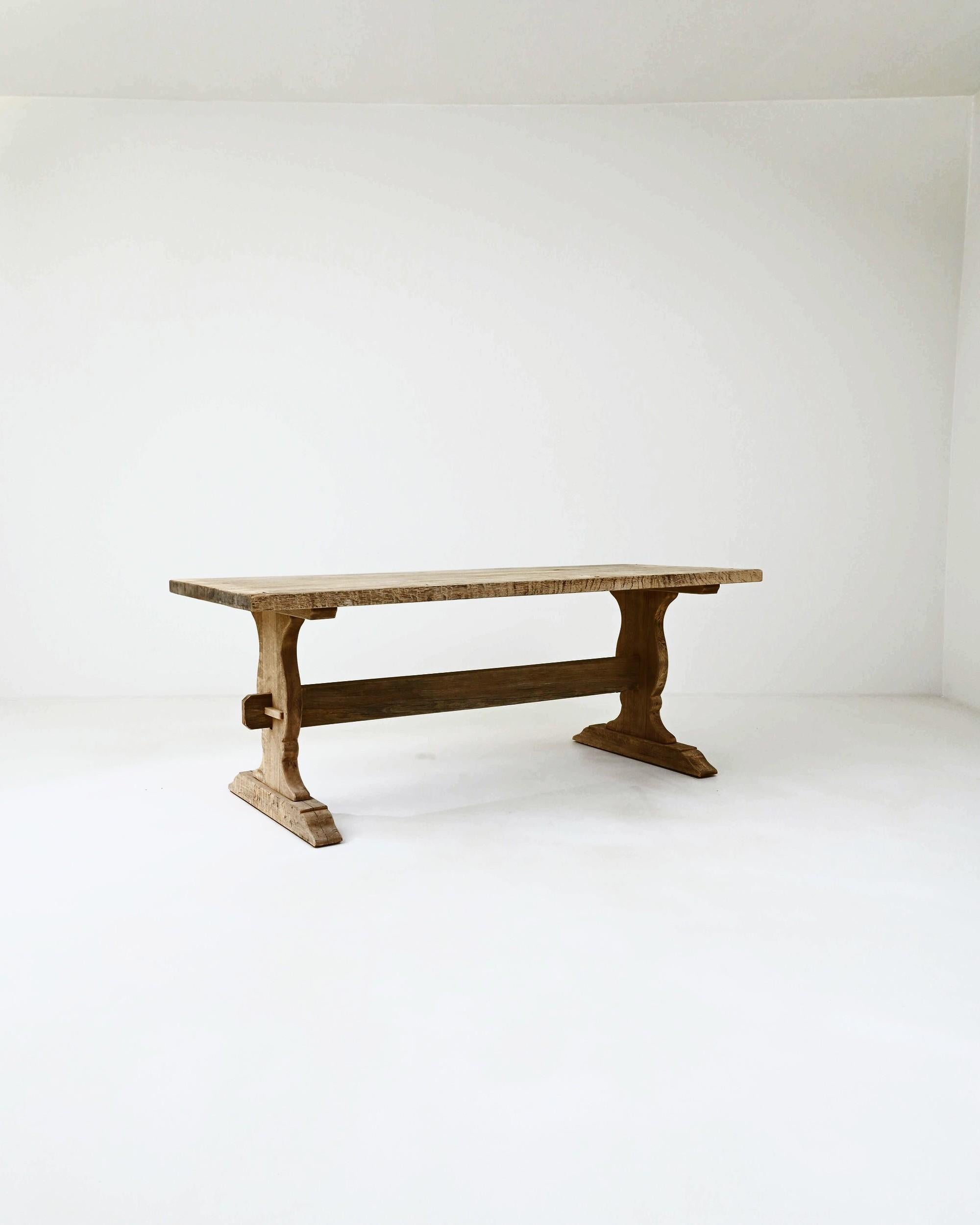 Country 20th Century Belgian Oak Dining Table