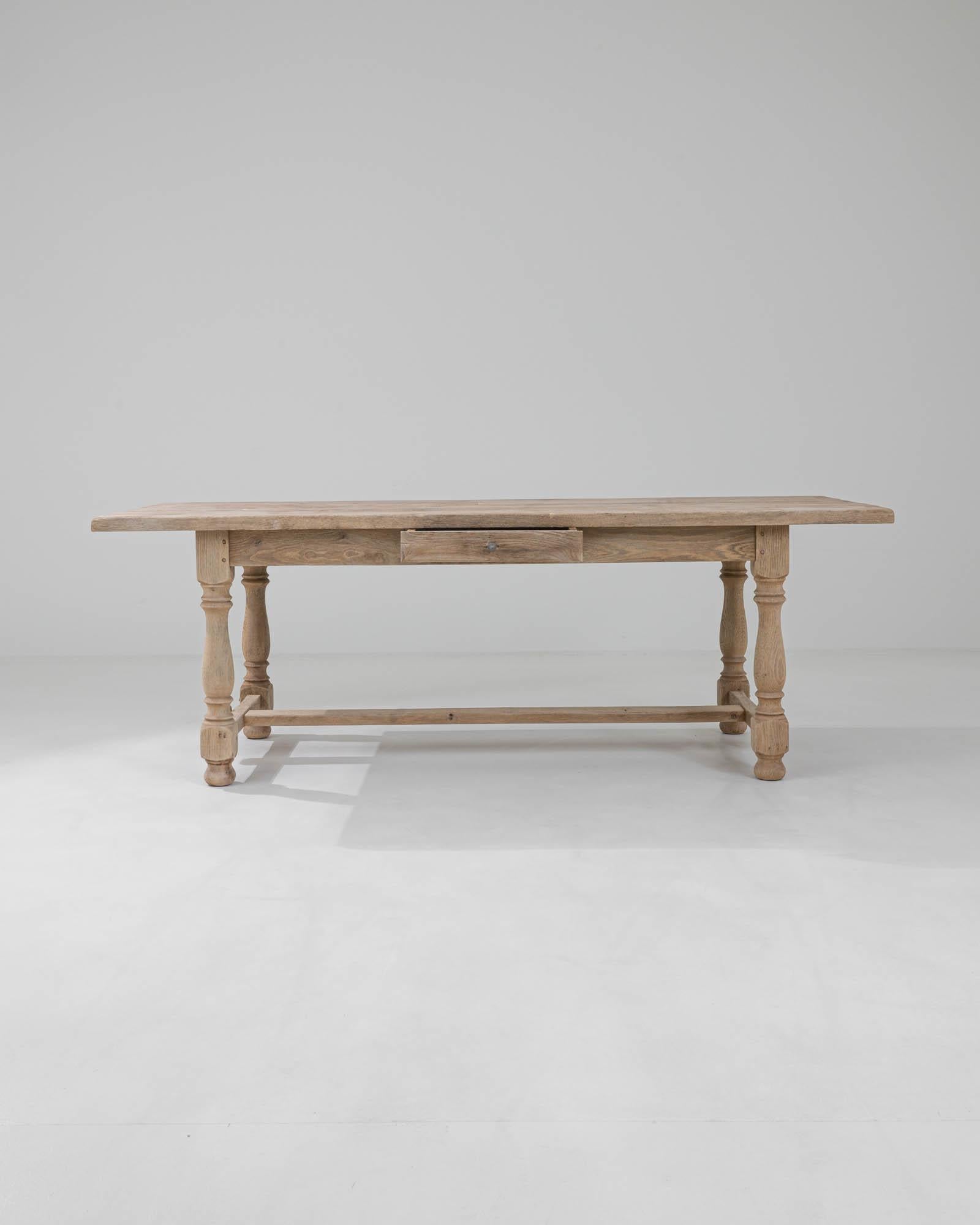 Country 20th Century Belgian Oak Dining Table