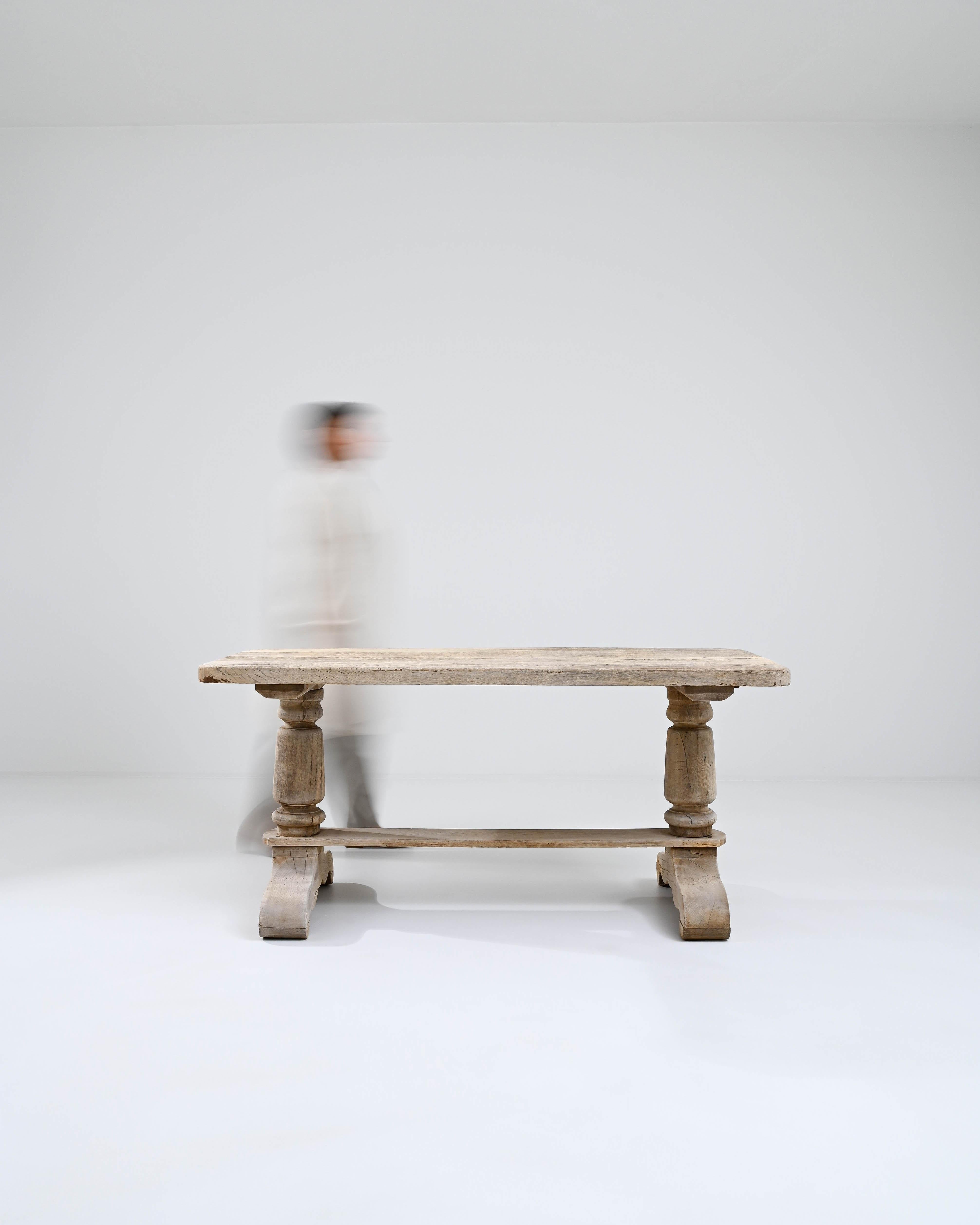 Bleached 20th Century Belgian Oak Dining Table