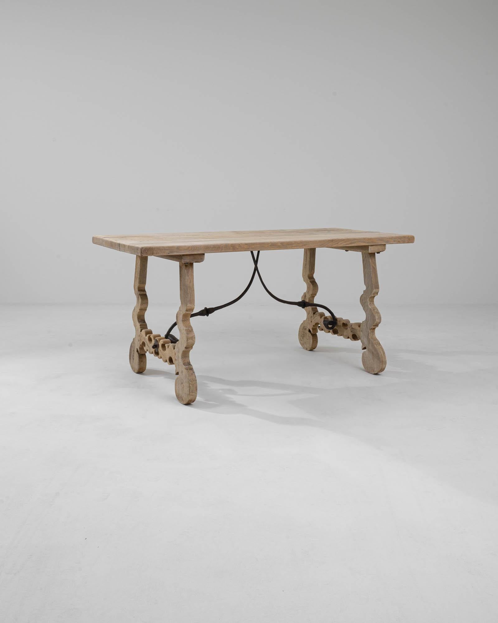 Bleached  20th Century Belgian Oak Dining Table