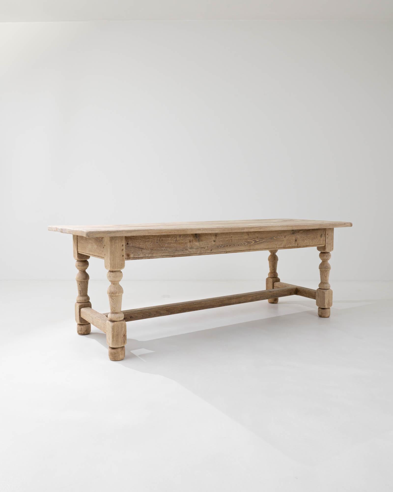 Bleached 20th Century Belgian Oak Dining Table